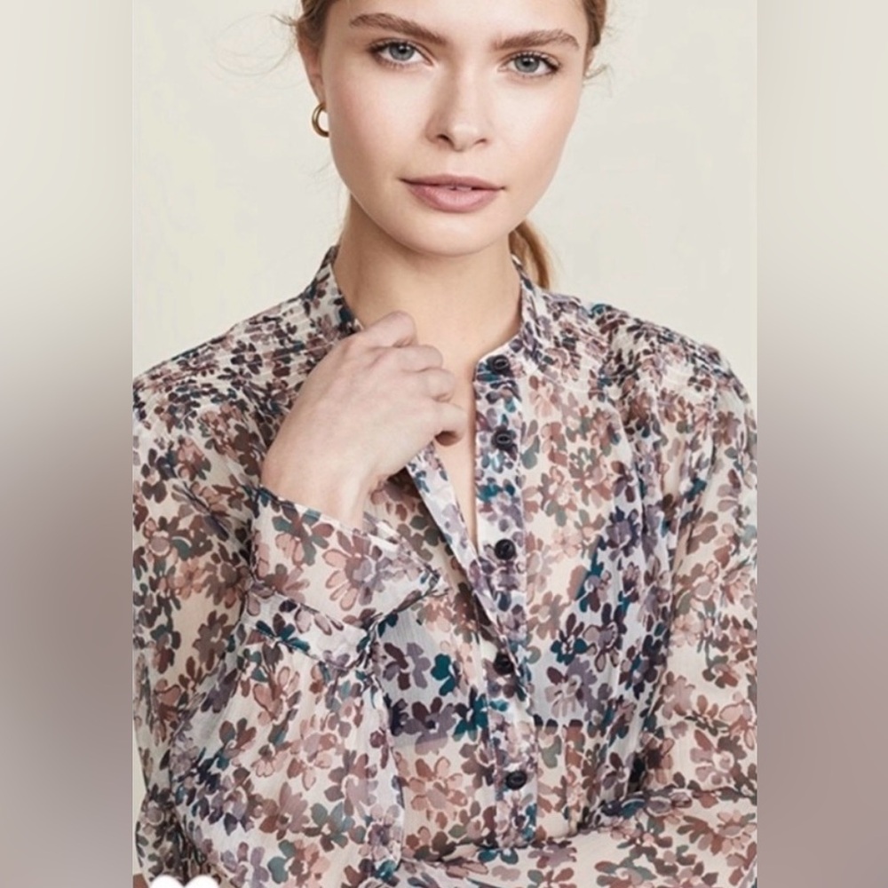 rag & bone Silk chiffon Susan Floral Blouse